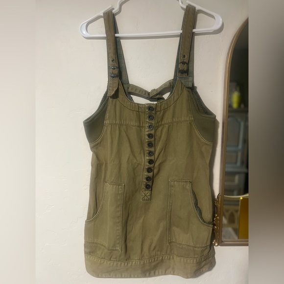 Free People Dresses & Skirts - Free People Mini Cargo Style Olive Green Dress
Size Small
